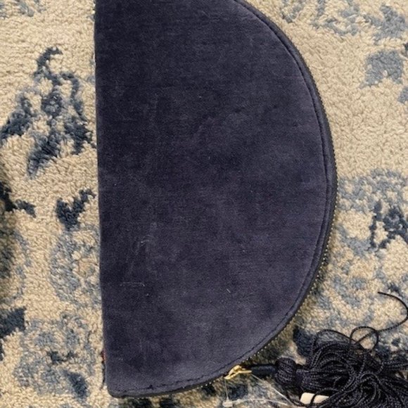 NEW NWT ANTHROPOLOGIE MONOGRAM LETTER CRESCENT POUCH VELVET P - Picture 4 of 5